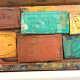 C. 1870 Joshua Rogers English Watercolors Box with Paints, Pots, Brass Stencils, More