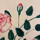 Roses and Buds on Thorny Stems, Lush 1840s Watercolor Theorem