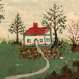 1942 Folk Landscape with House on Wood with Bark (some bark loss)