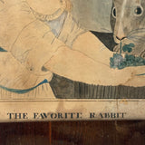 The Favorite Rabbit, 1864 Ink and Watercolor After John Russell and Charles Knight, with Dated Newspaper Backing
