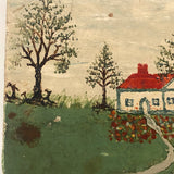 1942 Folk Landscape with House on Wood with Bark (some bark loss)