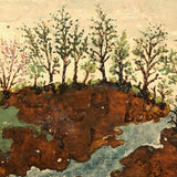 1942 Folk Landscape with House on Wood with Bark (some bark loss)