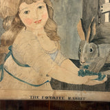 The Favorite Rabbit, 1864 Ink and Watercolor After John Russell and Charles Knight, with Dated Newspaper Backing