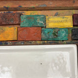 C. 1870 Joshua Rogers English Watercolors Box with Paints, Pots, Brass Stencils, More