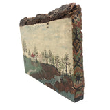 1942 Folk Landscape with House on Wood with Bark (some bark loss)
