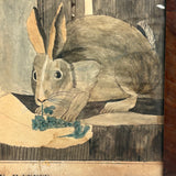 The Favorite Rabbit, 1864 Ink and Watercolor After John Russell and Charles Knight, with Dated Newspaper Backing