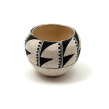 Precise and Perfect Vintage B. Ramirez Black and White Painted Acoma Pueblo Small Bowl