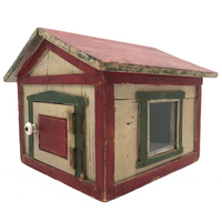 Scratch Made Folk Art House with Glass Windows, Wallpapered Interior, Opening Door