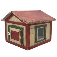 Scratch Made Folk Art House with Glass Windows, Wallpapered Interior, Opening Door