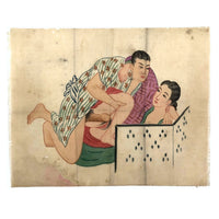 c. 1920s Japanese Shunga Print on Silk in Unusual Modern Style