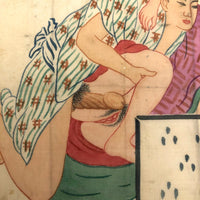 c. 1920s Japanese Shunga Print on Silk in Unusual Modern Style