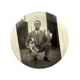 Man in Suit with Bulldog, Great Old Photo Pocket Mirror