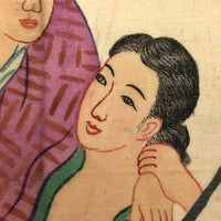 c. 1920s Japanese Shunga Print on Silk in Unusual Modern Style