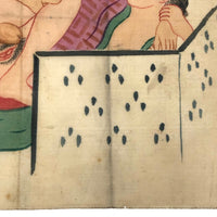 c. 1920s Japanese Shunga Print on Silk in Unusual Modern Style