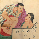 c. 1920s Japanese Shunga Print on Silk in Unusual Modern Style