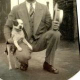 Man in Suit with Bulldog, Great Old Photo Pocket Mirror