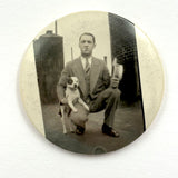 Man in Suit with Bulldog, Great Old Photo Pocket Mirror