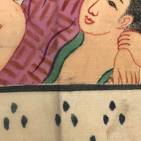 c. 1920s Japanese Shunga Print on Silk in Unusual Modern Style