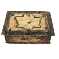 Charming Hybrid: Early 19th C. Painted Box with Folk Art Needlepoint Cover