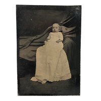 Baby in Christening Dress with Elaborately Hidden Mother Antique TIntype