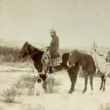 Rare Pair: Cowboy, Dog, Horses (and a Flaw), Early 1900s Cyanotype on Silk and  Albumen Print From Same Negative