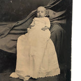Baby in Christening Dress with Elaborately Hidden Mother Antique TIntype