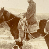 Rare Pair: Cowboy, Dog, Horses (and a Flaw), Early 1900s Cyanotype on Silk and  Albumen Print From Same Negative