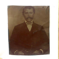 Handsome Man with Handlebar Mustache, Early Tintype