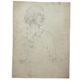 Lovely Old Academic Sketch of Seated Young Woman