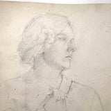Lovely Old Academic Sketch of Seated Young Woman