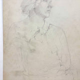 Lovely Old Academic Sketch of Seated Young Woman