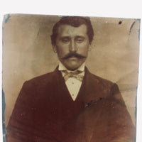 Handsome Man with Handlebar Mustache, Early Tintype