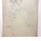 Lovely Old Academic Sketch of Seated Young Woman