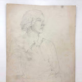 Lovely Old Academic Sketch of Seated Young Woman