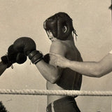 Young Boxers in Ring with Trainers, Cinematic Feeling c. 1950s Glossy Snapshot