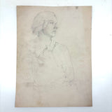 Lovely Old Academic Sketch of Seated Young Woman