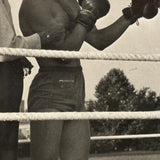 Young Boxers in Ring with Trainers, Cinematic Feeling c. 1950s Glossy Snapshot