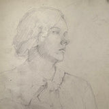 Lovely Old Academic Sketch of Seated Young Woman
