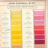 John Campbell Co. Camel Dyes for Cotton, Antique 86 Color Samples on Thread