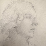 Lovely Old Academic Sketch of Seated Young Woman