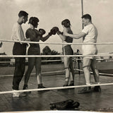 Young Boxers in Ring with Trainers, Cinematic Feeling c. 1950s Glossy Snapshot