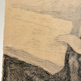 Looks Like a Hipster, Antique Graphite and Charcoal Drawing of Goateed Young Man Reading