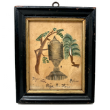Four Faces: "Mysterious Urn" with Hidden Silhouettes Signed Painted by Eliza R. Stone, 75 Years Old in 1892