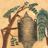 Four Faces: "Mysterious Urn" with Hidden Silhouettes Signed Painted by Eliza R. Stone, 75 Years Old in 1892