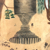 Four Faces: "Mysterious Urn" with Hidden Silhouettes Signed Painted by Eliza R. Stone, 75 Years Old in 1892