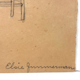 Elsie Zimmerman's Full of Character Graphite Chair Drawing, c. 1930s
