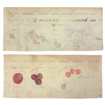 Berries, Cherries, Legs, Cat, Very Sweet Double-sided 19th C. Graphite and Watercolor Drawing