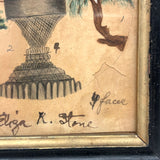 Four Faces: "Mysterious Urn" with Hidden Silhouettes Signed Painted by Eliza R. Stone, 75 Years Old in 1892