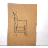 Elsie Zimmerman's Full of Character Graphite Chair Drawing, c. 1930s