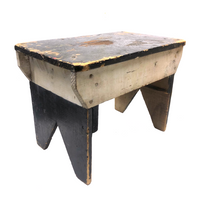 Primitive-Modern, Black and White Painted Old Handmade Stool